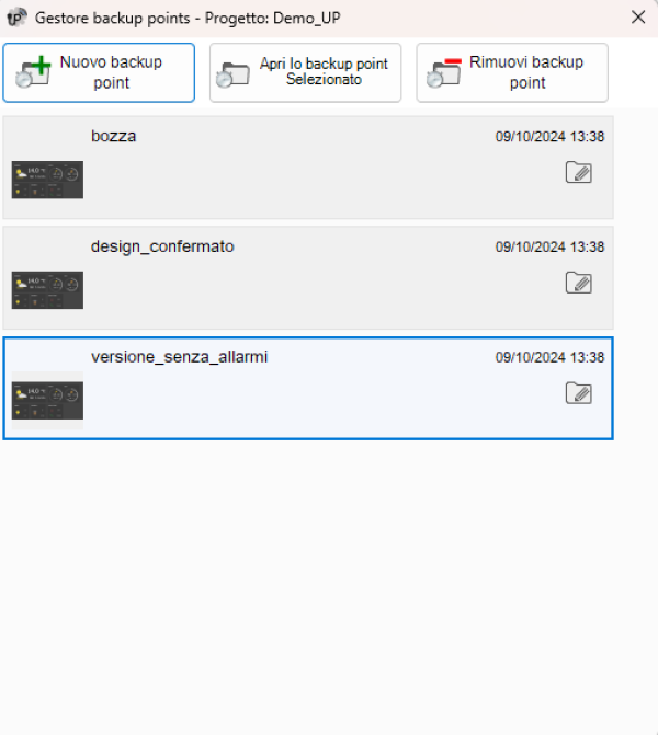 Punti di Backup del Progetto