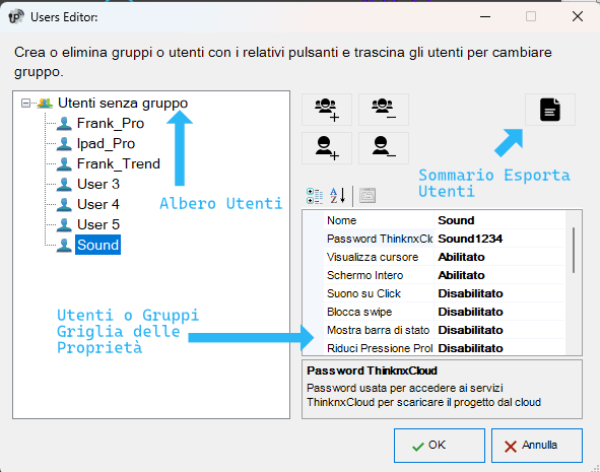 Editor utenti e gruppi