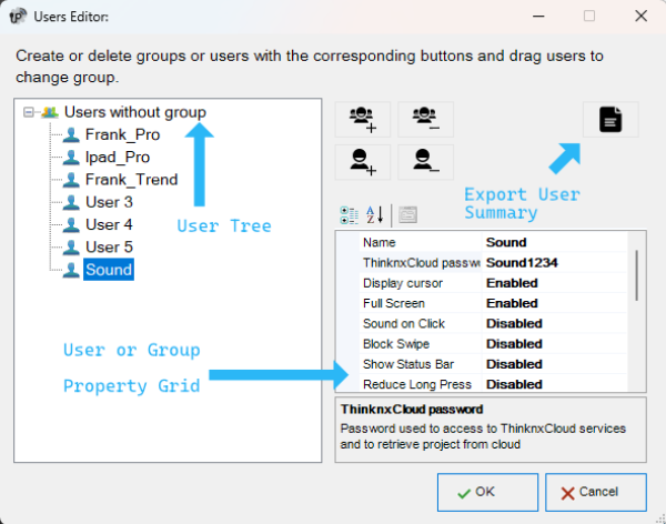 Users and groups editor