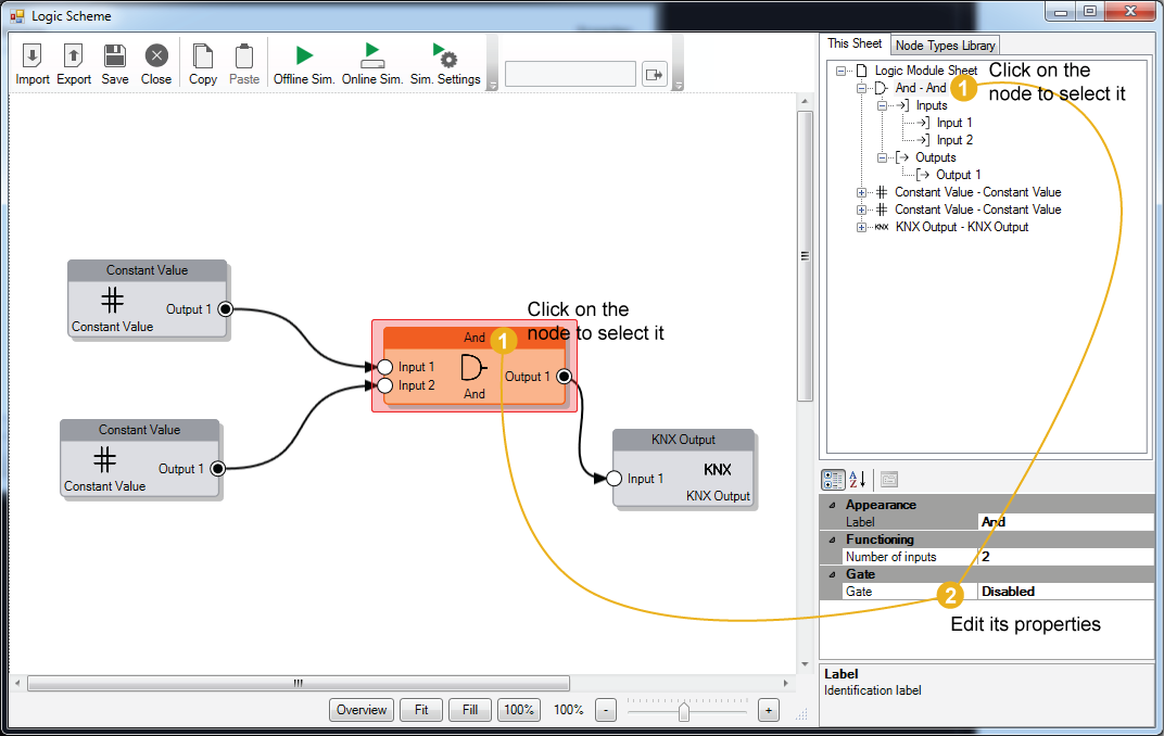 Selecting and editing a node Selecting and editing a node