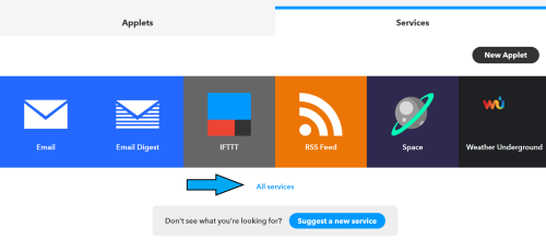 Servizi account IFTTT Servizi account IFTTT