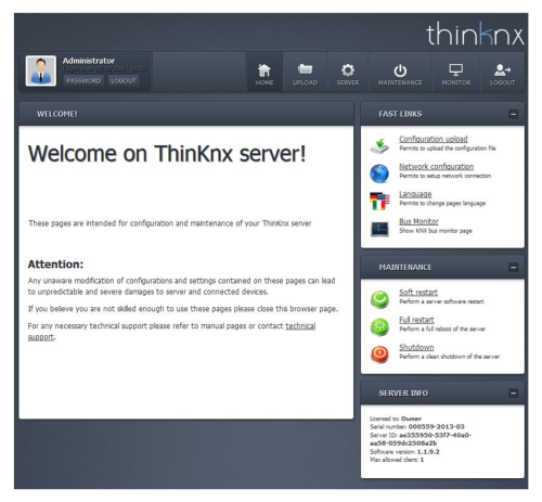 Thinknx web interface Thinknx web interface