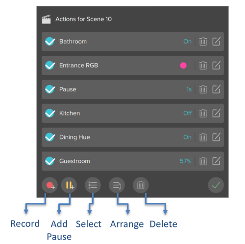 Scene actions Scene actions