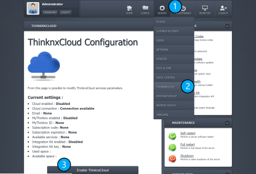 Enable Thinknx Cloud on server Enable Thinknx Cloud on server