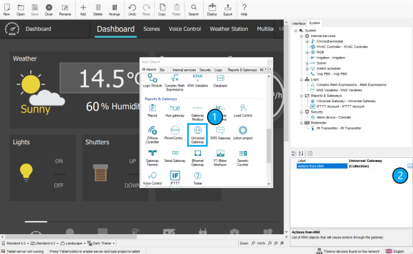 Aggiungi universal gateway Aggiungi universal gateway