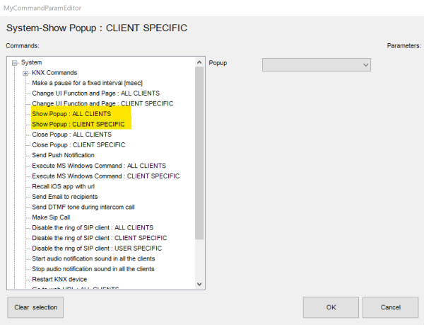 Popup Commands Popup Commands