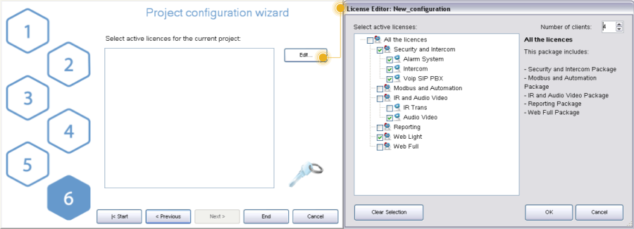 Step 6: project active licenses editor Step 6: project active licenses editor